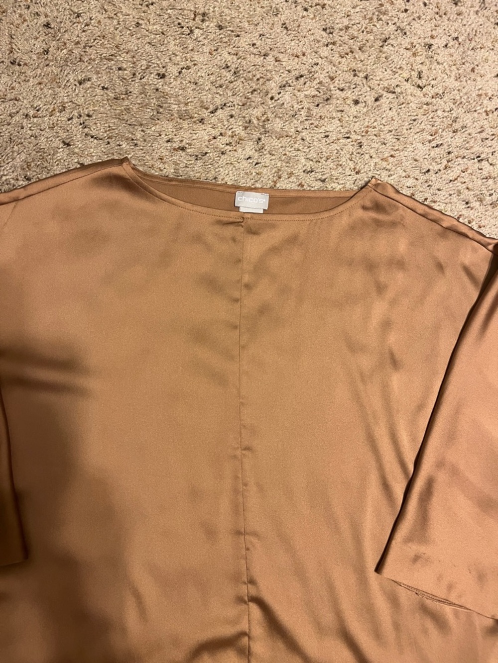Chico's Misses Brown Satin-Look Crewneck Shirt